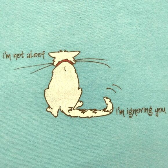 SMALL Ladies Distressed Blue Tee - I'm Not Aloof ... I'm Ignoring You NEW - Picture 9 of 9